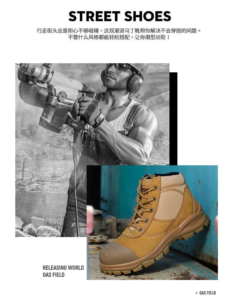 ROCKROOSTER Hiking Shoes Men Waterproof Hunting Boots Leather Safety Shoes Tactical Ankle steel toe Sneakers trekking Boots