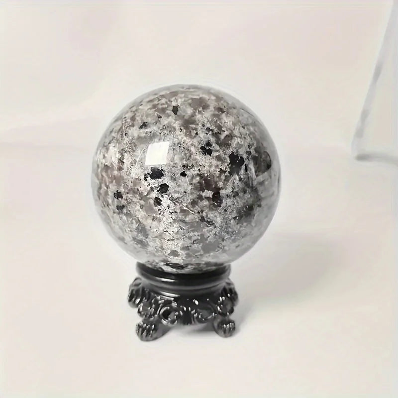 1 Yooperlite Flame Stone Sphere -A Vibrant Crystal Decoration with Orange and Black Inlaid Patterns,perfect for The Home