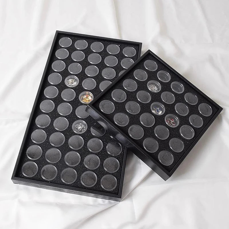 1Set Display Case Gemstone Storage Box Small Round Plastic Containers Box Jewelry Organizer Container With Foam