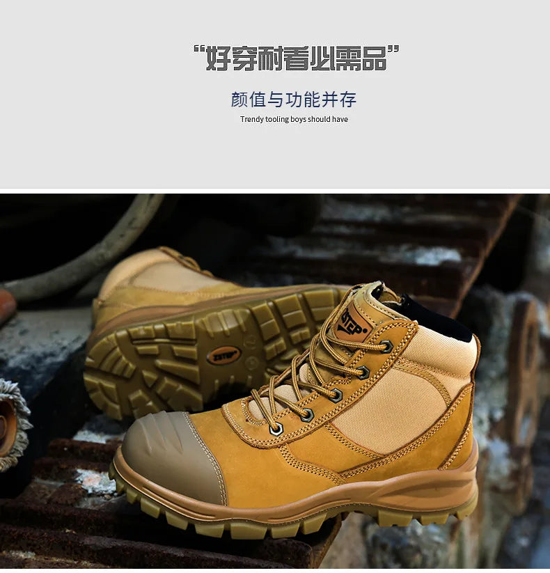 ROCKROOSTER Hiking Shoes Men Waterproof Hunting Boots Leather Safety Shoes Tactical Ankle steel toe Sneakers trekking Boots