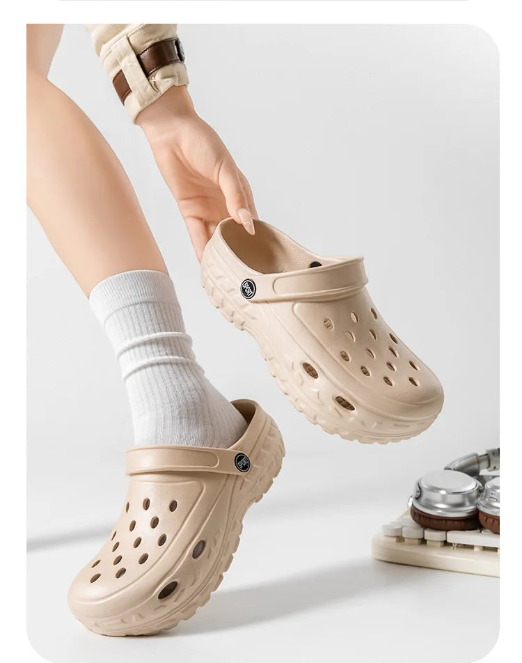 Summer Women RockHollow Clogs Female Sandals Thick Bottom Home Slides Soft EVA Dry Wedges Platform Garden Shoes Beach Sandals Home Slippers
