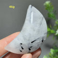 Natural Black Tourmaline Moon-Shaped Mineral Crystal Therapy Energy Prayer Witchcraft Home Fashion Decoration Love Gift
