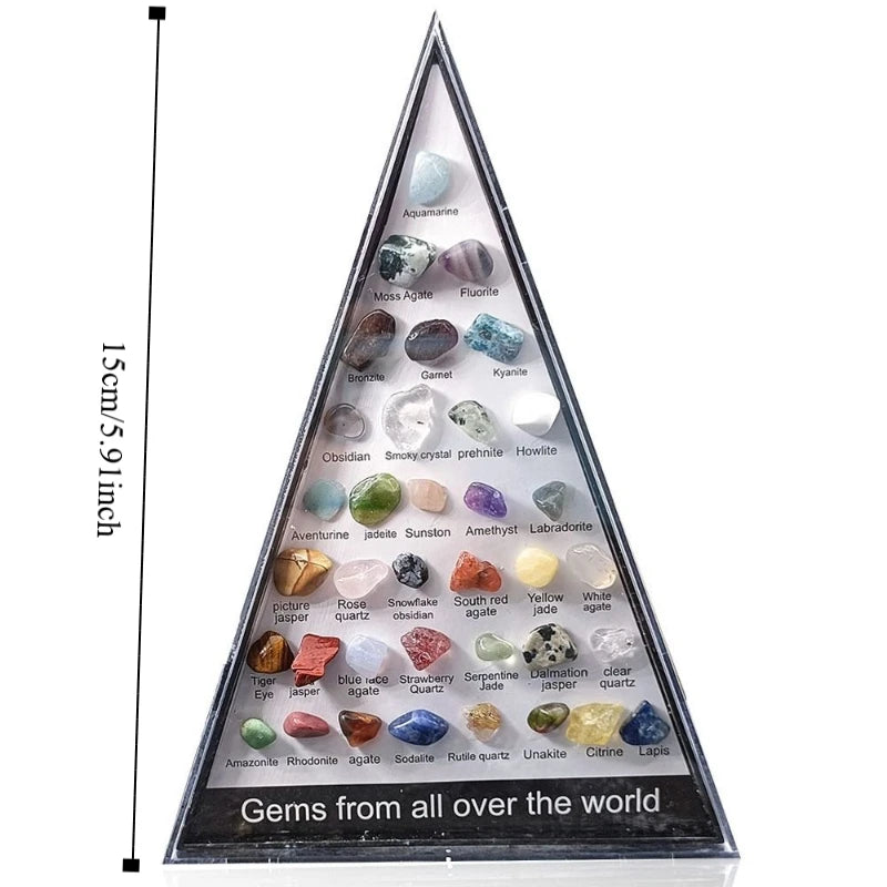 Gemstones Natural Crystal Rock Collection 36 Ore Mineral Rock Polishing Natural Specimens Triangular Set Collection Funny