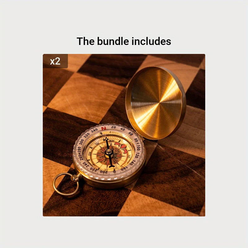 Outdoor Compass stainless steel Multifunctional Mountaineering Camping Hiking Mini Luminous Retro Flip Compasses Outdoor Tool