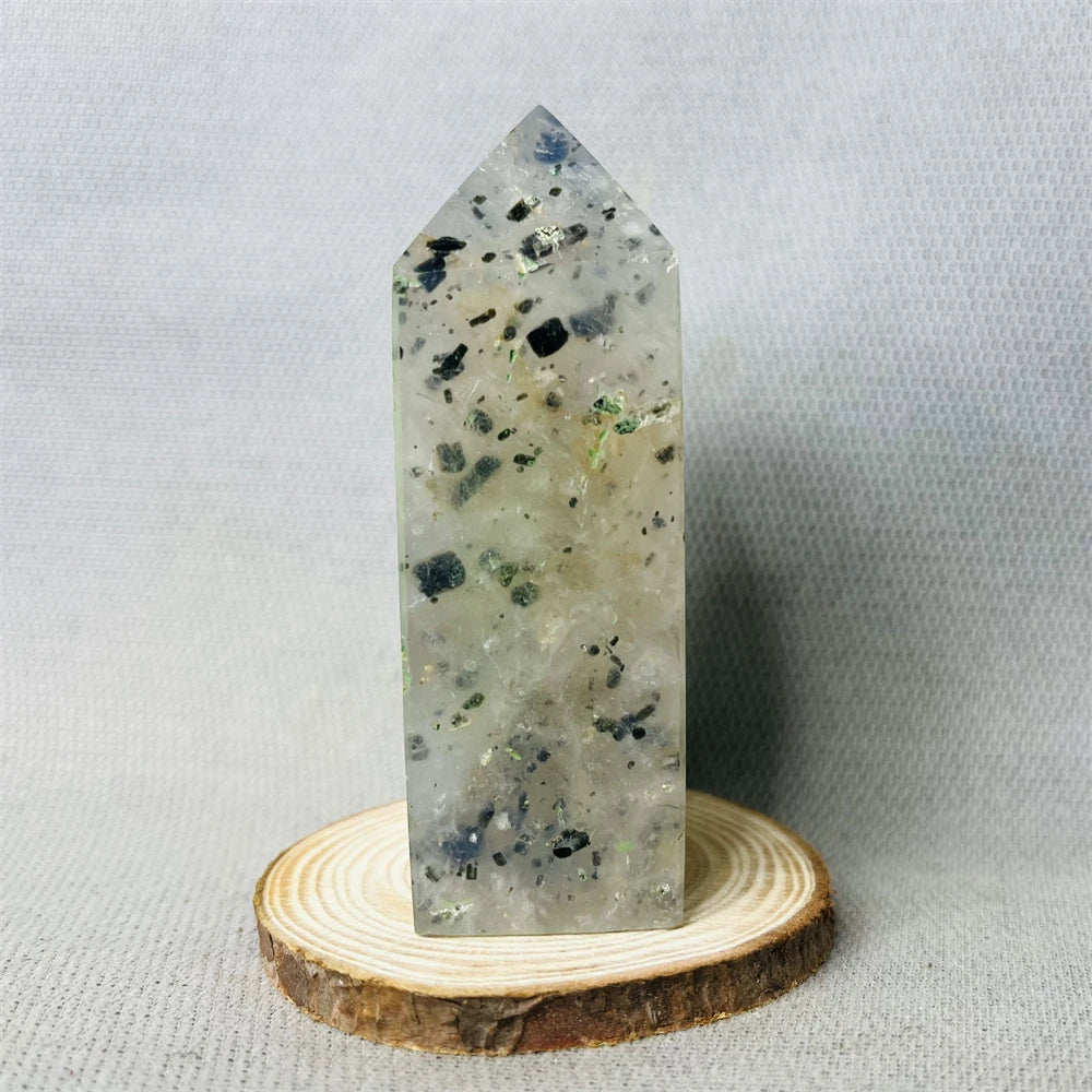 Black Tourmaline Tower Rainbow Crystal Epidote Crystal wand Stone Healing Spiritual Decoration Gift Witchcraft Meditation