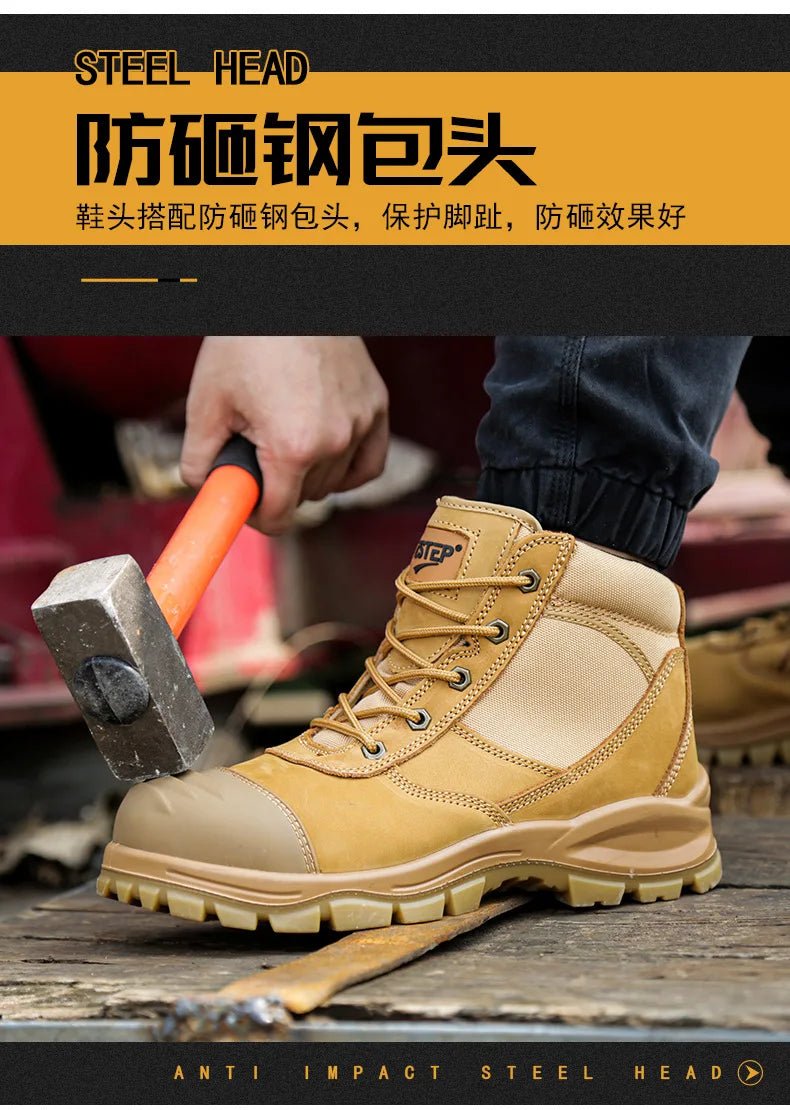 ROCKROOSTER Hiking Shoes Men Waterproof Hunting Boots Leather Safety Shoes Tactical Ankle steel toe Sneakers trekking Boots