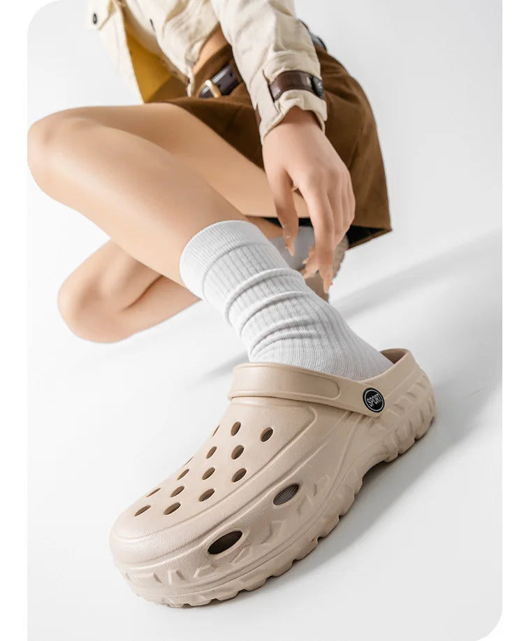 Summer Women RockHollow Clogs Female Sandals Thick Bottom Home Slides Soft EVA Dry Wedges Platform Garden Shoes Beach Sandals Home Slippers