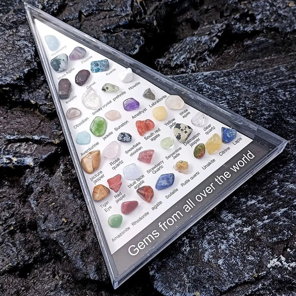 Gemstones Natural Crystal Rock Collection 36 Ore Mineral Rock Polishing Natural Specimens Triangular Set Collection Funny