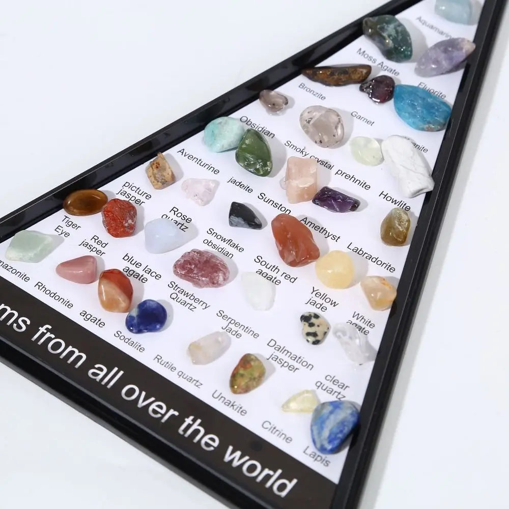 Gemstones Natural Crystal Rock Collection 36 Ore Mineral Rock Polishing Natural Specimens Triangular Set Collection Funny