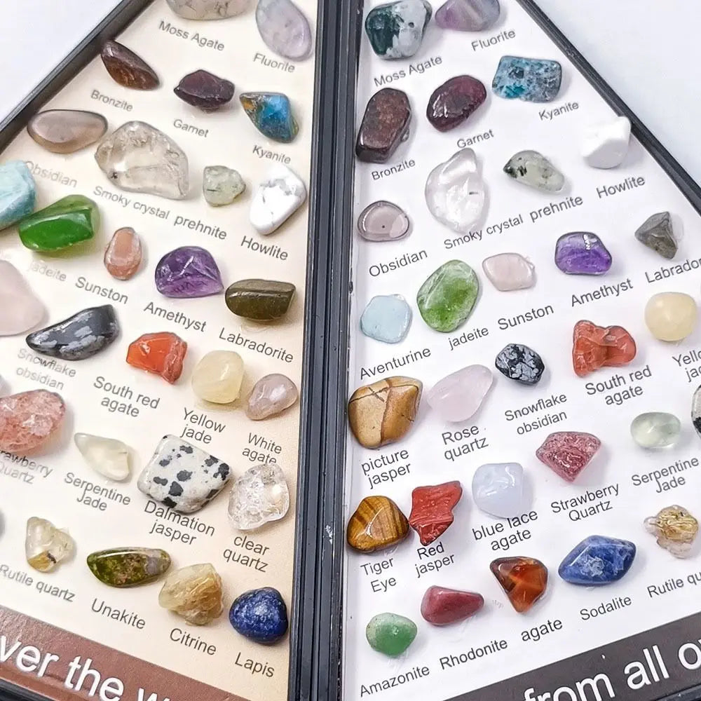 Gemstones Natural Crystal Rock Collection 36 Ore Mineral Rock Polishing Natural Specimens Triangular Set Collection Funny