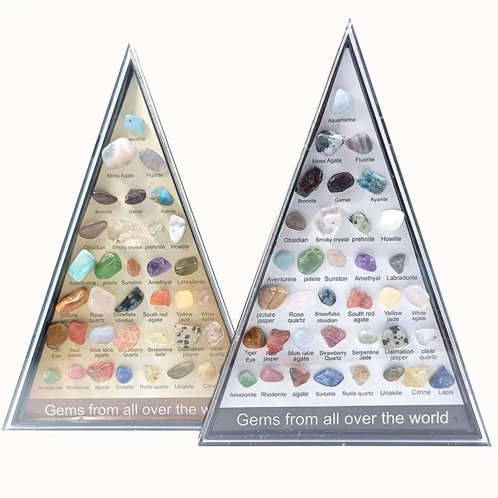 Gemstones Natural Crystal Rock Collection 36 Ore Mineral Rock Polishing Natural Specimens Triangular Set Collection Funny
