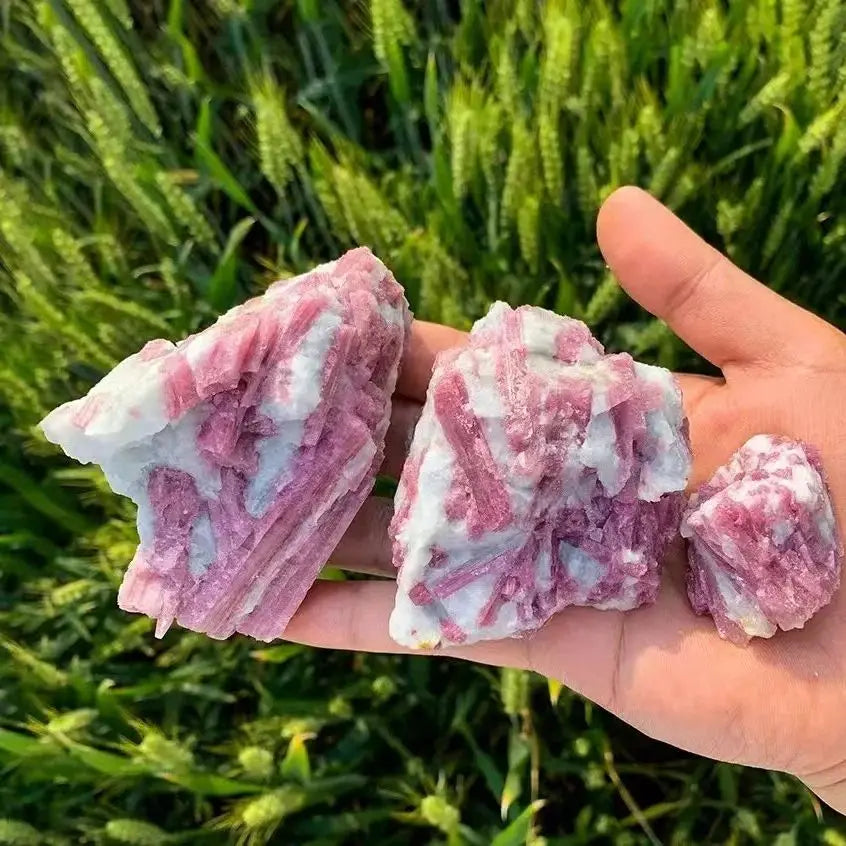 Natural Pink Tourmaline Crystal Mineral Irregular Crushed Rock Specimen Rare Original Home Decoration