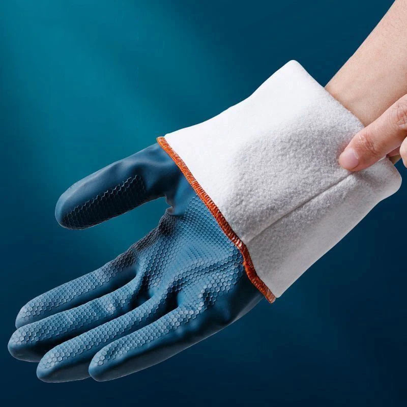 2/4 Pairs Waterproof Gloves with Fleece Thicked Cleaning Gloves Household Bathroom Kitchen Hands Protection Gloves Cleaning Tool