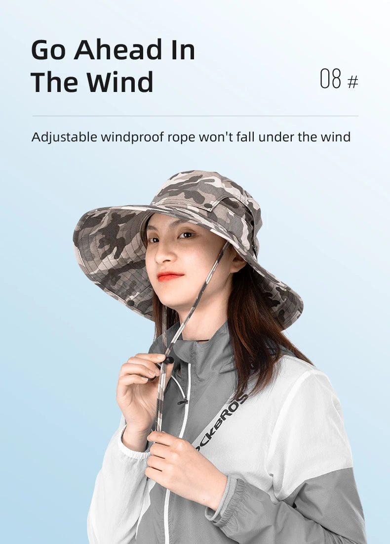 ROCKBROS Sun Hats Bucket Hats Summer Spring Breathable Adjustable Outdoor Anti-sun Sports Travel Beach Fishing Caps Adjult