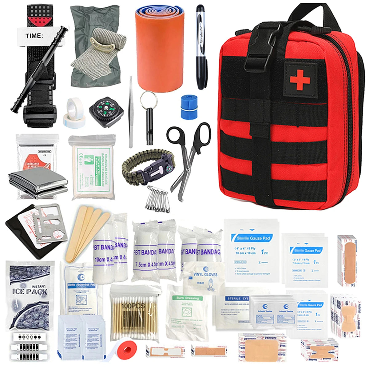 247 Ultimate Survival First Aid Kit - Professional grade equipment with scissors, tweezers and more for outdoor, workplace