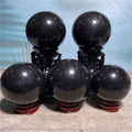 Tourmaline Black Natural  Quartz Crystal Ball  Healing Stones Specimen Living Home Craft Decoration Gift Shpere+Stand