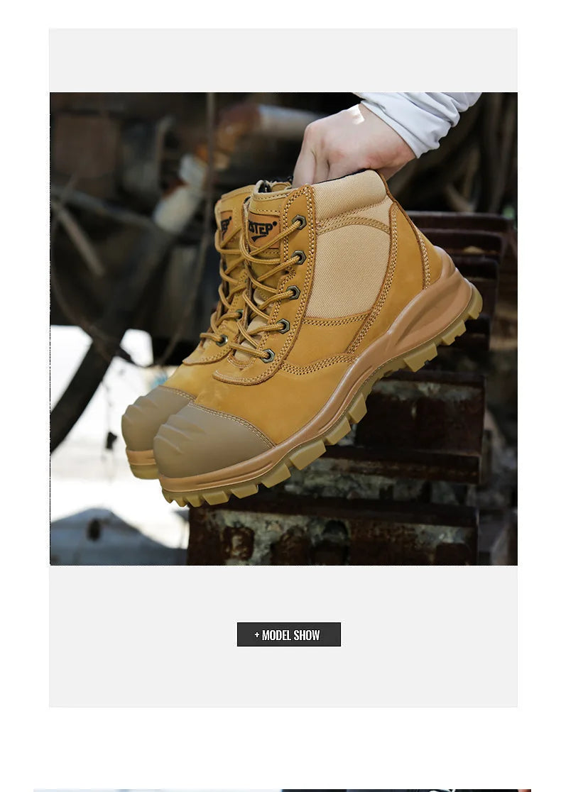 ROCKROOSTER Hiking Shoes Men Waterproof Hunting Boots Leather Safety Shoes Tactical Ankle steel toe Sneakers trekking Boots