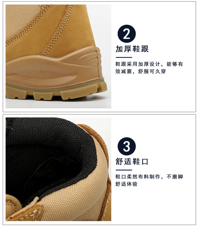 ROCKROOSTER Hiking Shoes Men Waterproof Hunting Boots Leather Safety Shoes Tactical Ankle steel toe Sneakers trekking Boots