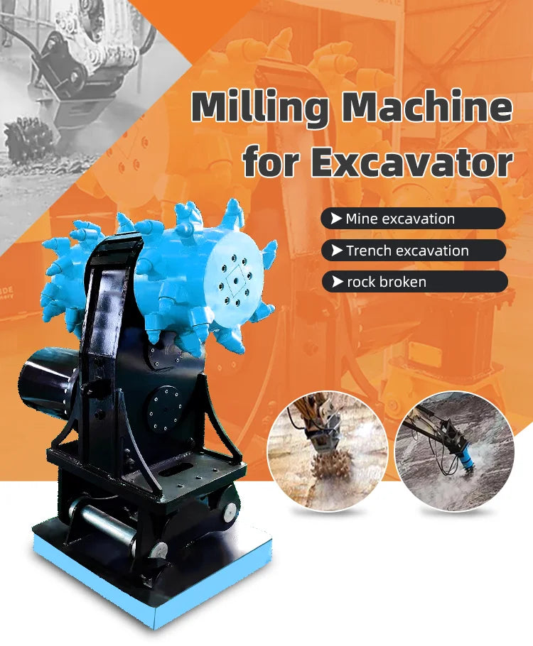 Milling Machine Hydraulic Rotating Chain Drum Cutter Mining Rock Milling Digging Machine for Milling Excavator Road Construction