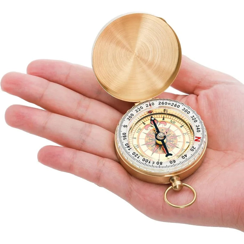 Outdoor Compass stainless steel Multifunctional Mountaineering Camping Hiking Mini Luminous Retro Flip Compasses Outdoor Tool