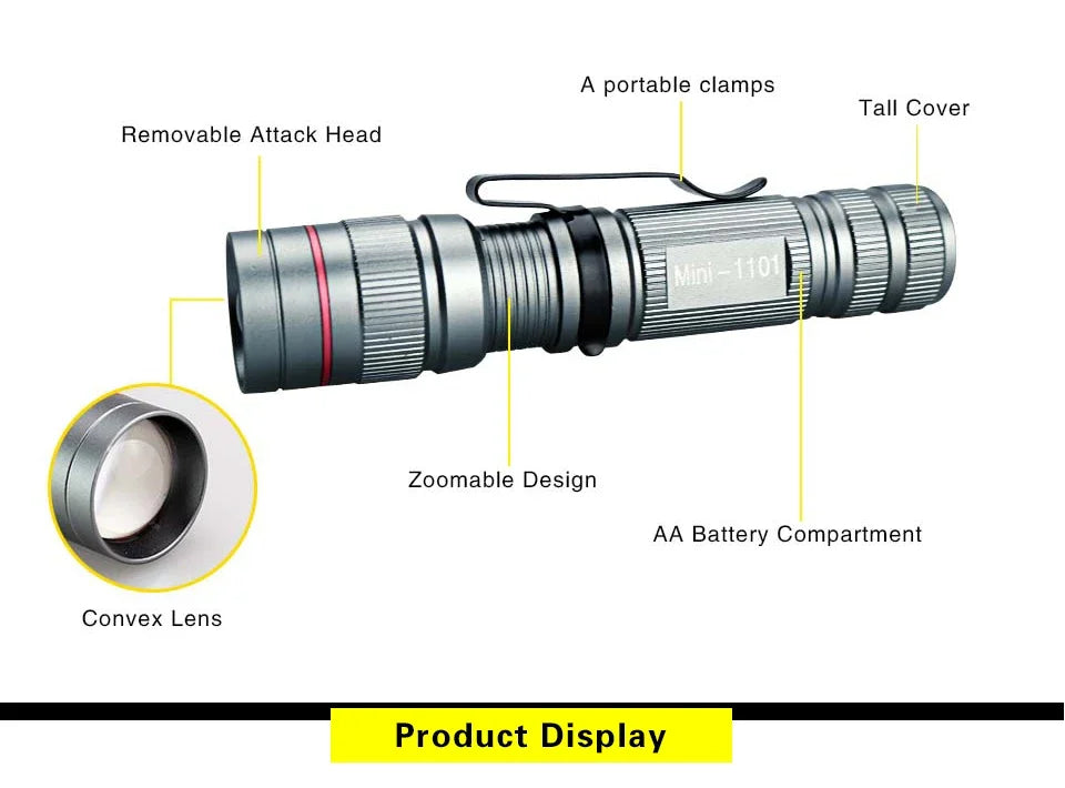 Mini LED Flashlight Q5 Portable Torch Flashlights 3 Modes Waterproof AA Battery Powered For Camping Hiking Emergency Lighting