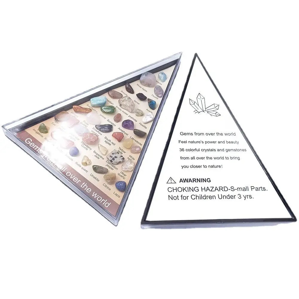 Gemstones Natural Crystal Rock Collection 36 Ore Mineral Rock Polishing Natural Specimens Triangular Set Collection Funny