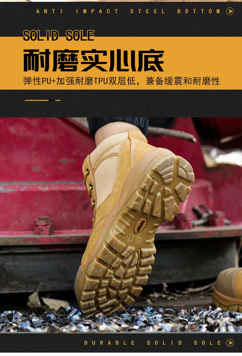 ROCKROOSTER Hiking Shoes Men Waterproof Hunting Boots Leather Safety Shoes Tactical Ankle steel toe Sneakers trekking Boots