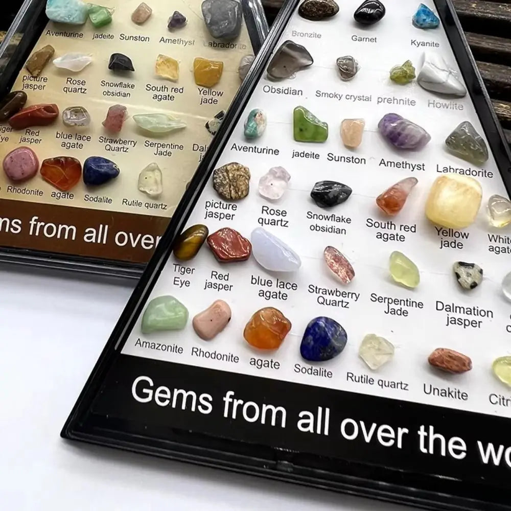 Gemstones Natural Crystal Rock Collection 36 Ore Mineral Rock Polishing Natural Specimens Triangular Set Collection Funny