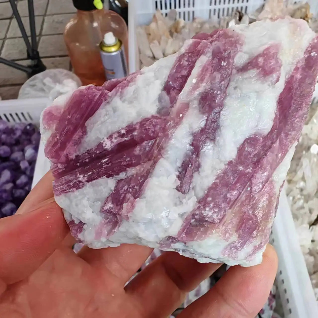 Natural Pink Tourmaline Crystal Mineral Irregular Crushed Rock Specimen Rare Original Home Decoration