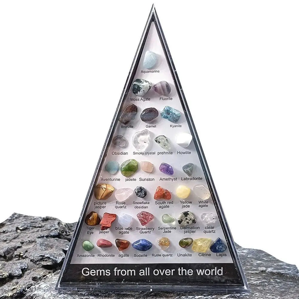 Gemstones Natural Crystal Rock Collection 36 Ore Mineral Rock Polishing Natural Specimens Triangular Set Collection Funny