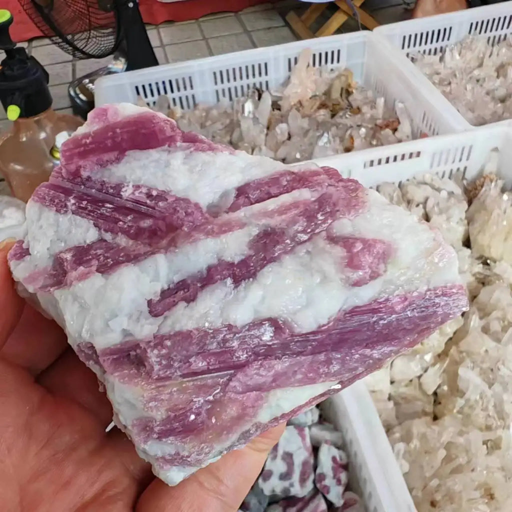 Natural Pink Tourmaline Crystal Mineral Irregular Crushed Rock Specimen Rare Original Home Decoration