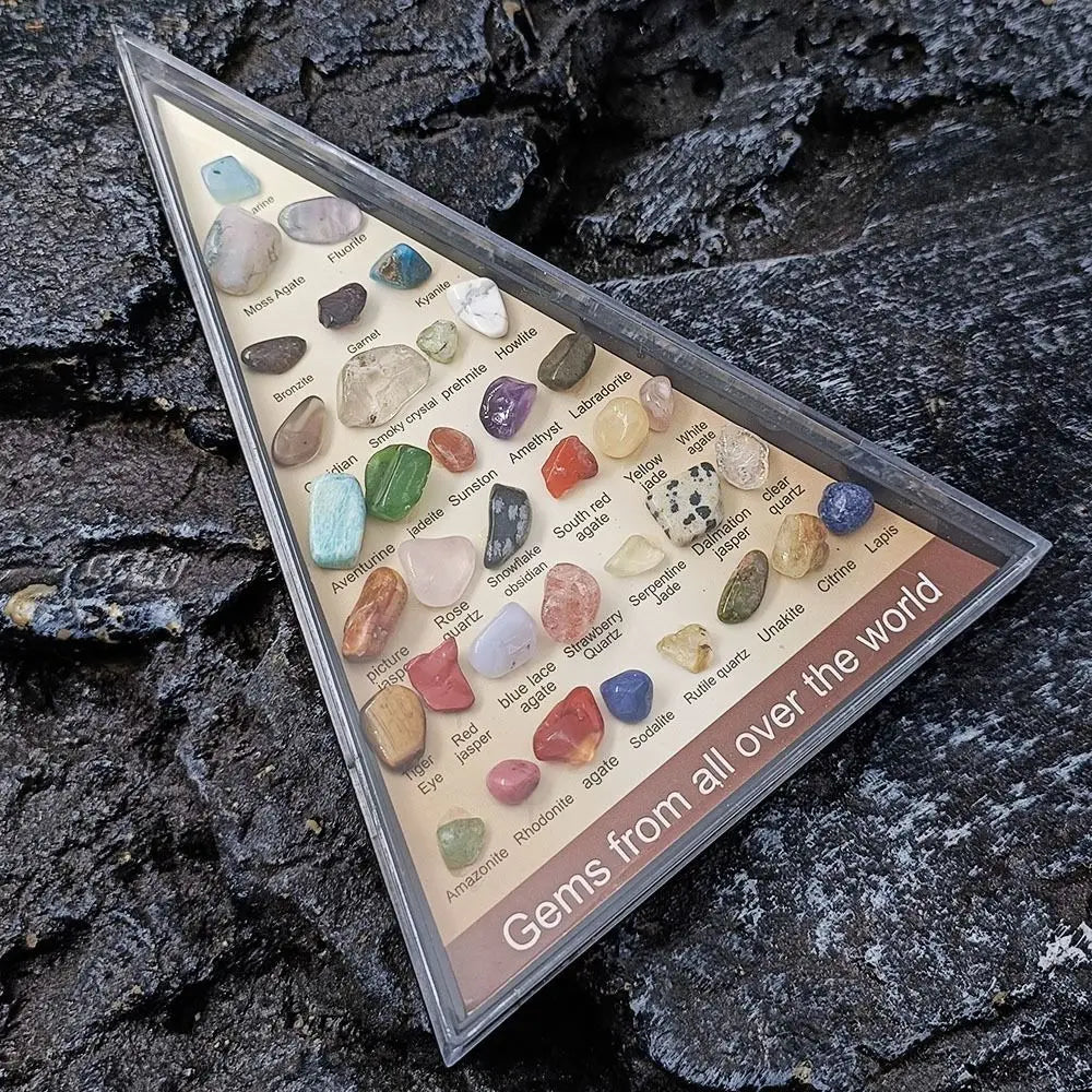 Gemstones Natural Crystal Rock Collection 36 Ore Mineral Rock Polishing Natural Specimens Triangular Set Collection Funny