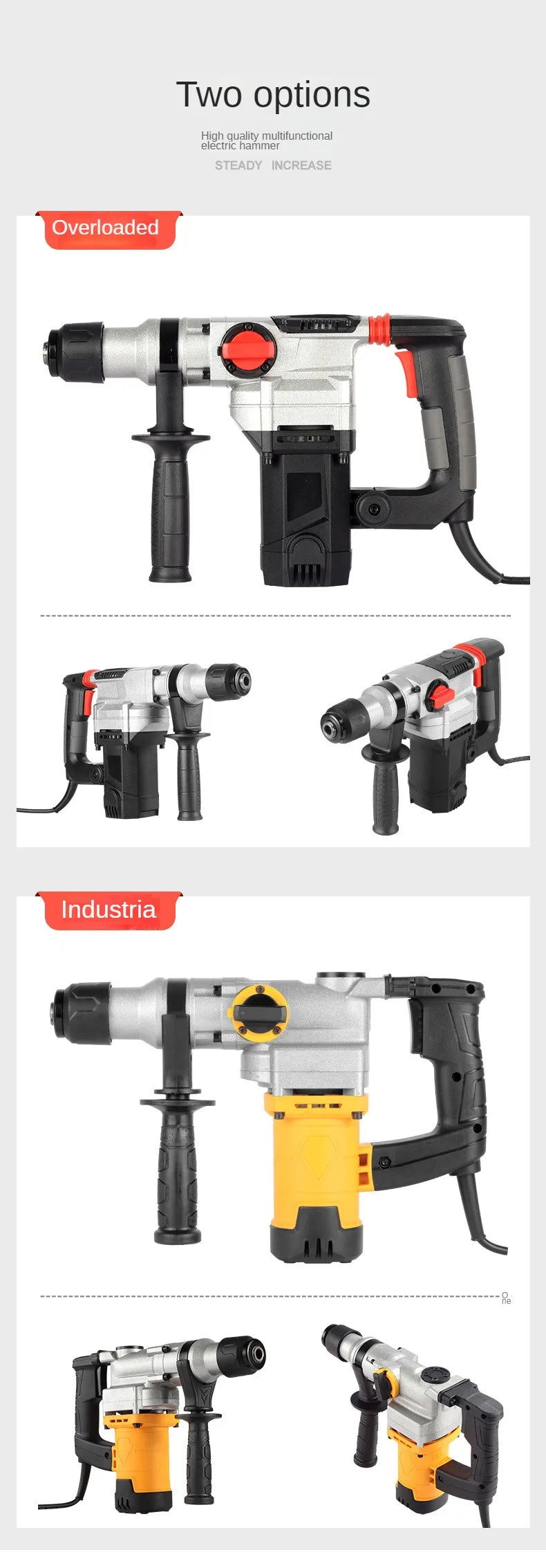 RockHollow Supply Co. Industrial Grade Professional All Copper Electric Hammer Multifunctional Impact Drill Household Specialized Concrete Tool