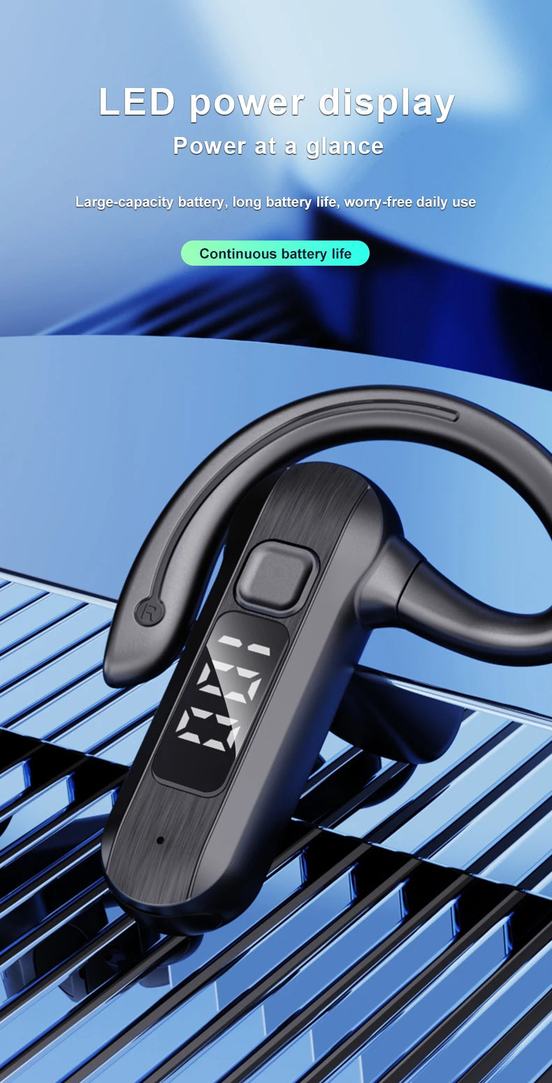 M26 Bone Conduction Wireless Headset Bluetooth 5.2 High Power Digital Display Voice Control To Answer Earless Business Headset