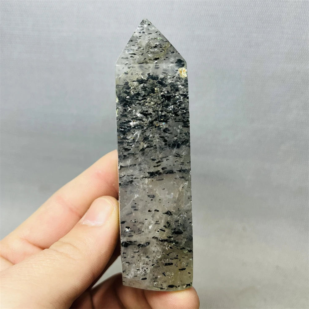 Black Tourmaline Tower Rainbow Crystal Epidote Crystal wand Stone Healing Spiritual Decoration Gift Witchcraft Meditation