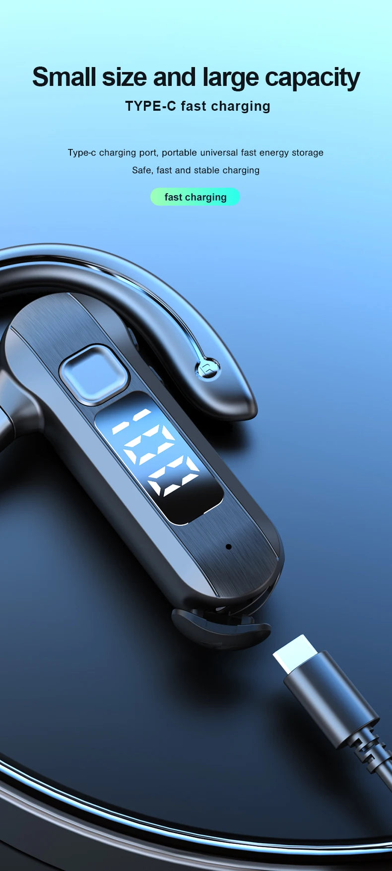 M26 Bone Conduction Wireless Headset Bluetooth 5.2 High Power Digital Display Voice Control To Answer Earless Business Headset