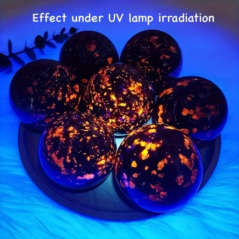 1 Yooperlite Flame Stone Sphere -A Vibrant Crystal Decoration with Orange and Black Inlaid Patterns,perfect for The Home